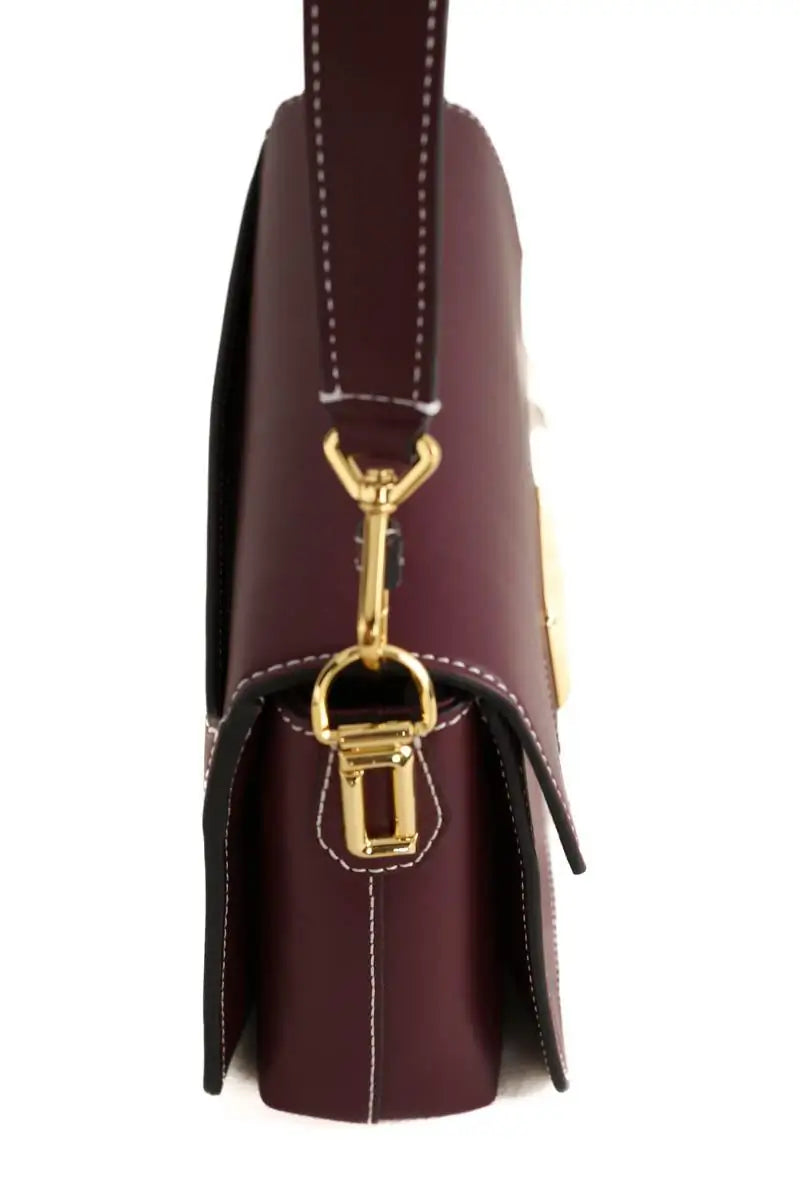 Sac porté épaule Lancel Angele Bordeaux en Cuir