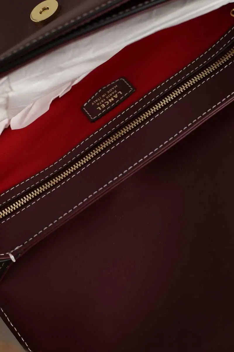 Sac porté épaule Lancel Angele Bordeaux en Cuir