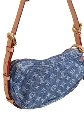 Sac porté épaule Louis Vuitton Croissant MM Bleu en Denim