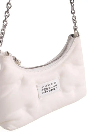 Sac porté épaule Maison Martin Margiela Glam Slam Hobo Small Blanc en Cuir