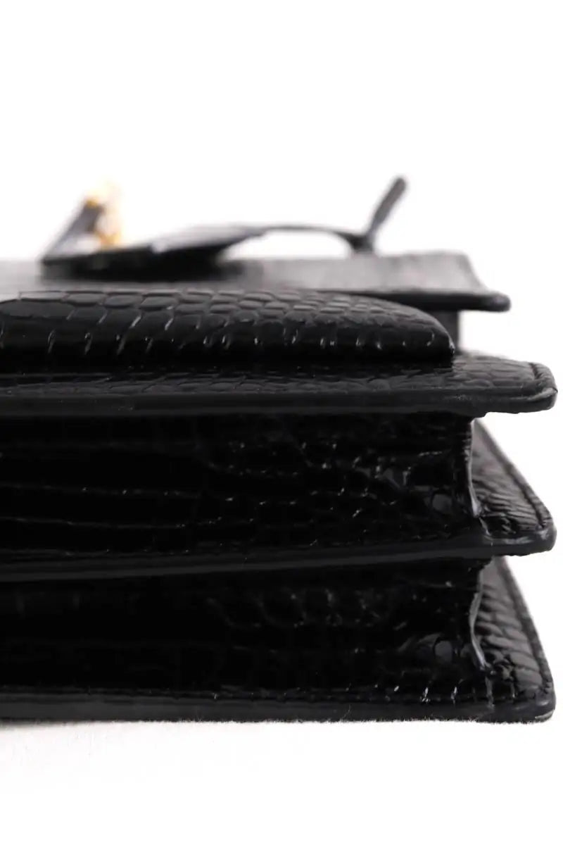 Sac porté épaule Saint Laurent Sunset Noir en Cuir