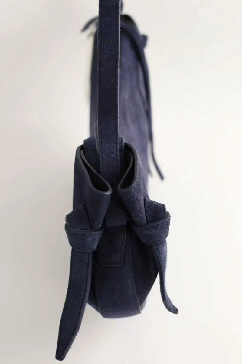 Sac porté épaule Yuzefi Bleu en Daim