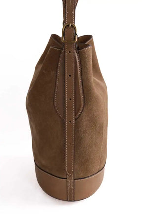 Sac seau Ralph Lauren Bellport bucket bag Camel en Daim