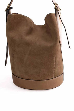 Sac seau Ralph Lauren Bellport bucket bag Camel en Daim