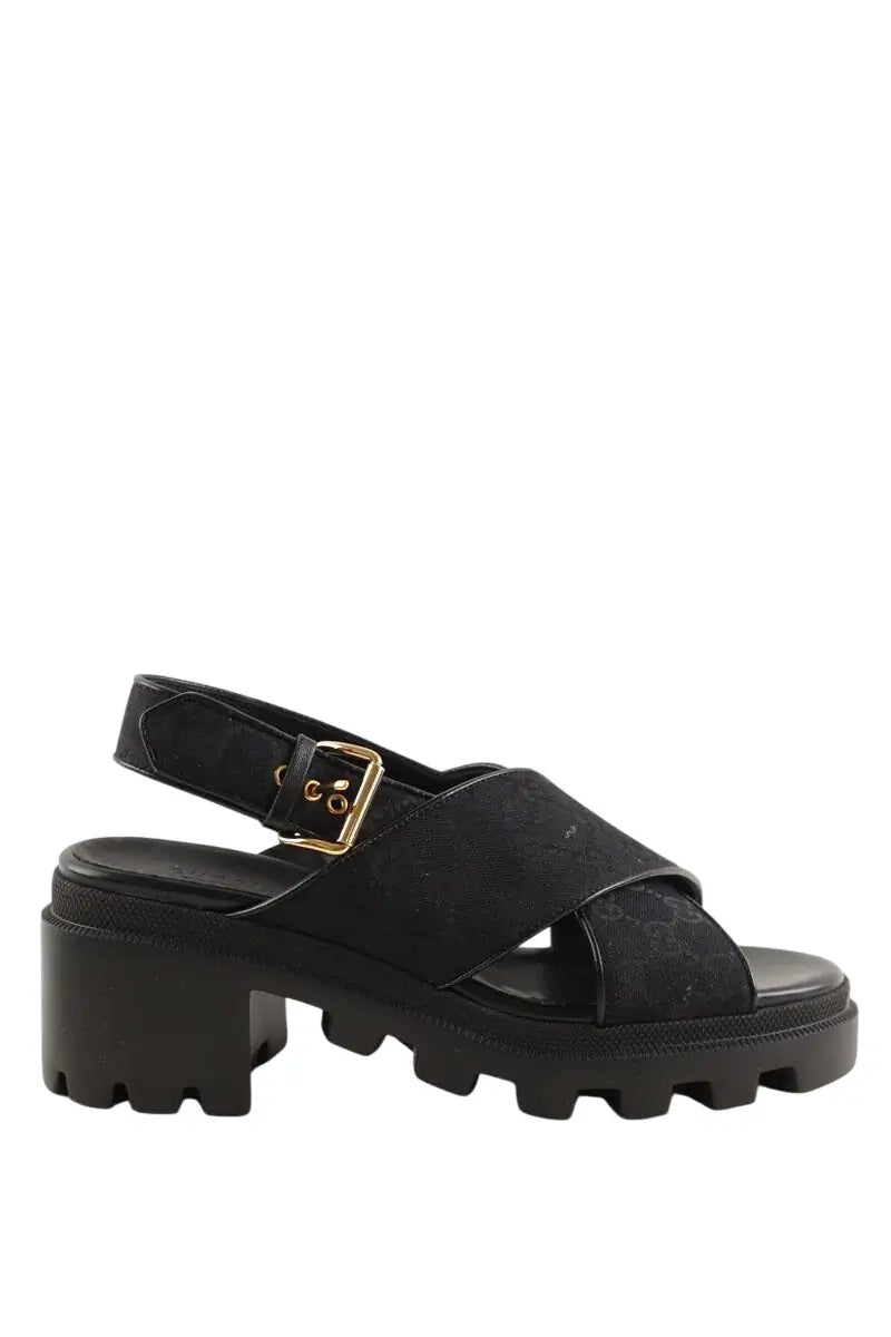 Sandales à talons Gucci Spartiates Noir en Tissu, taille 41 - Seconde Main