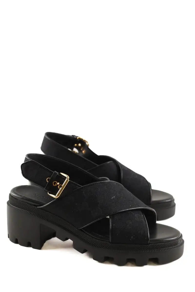 Sandales à talons Gucci Spartiates Noir en Tissu
