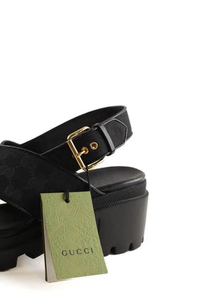 Sandales à talons Gucci Spartiates Noir en Tissu