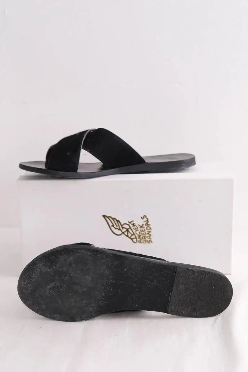 Sandales Ancient Greek Sandals Noir en Fourrure