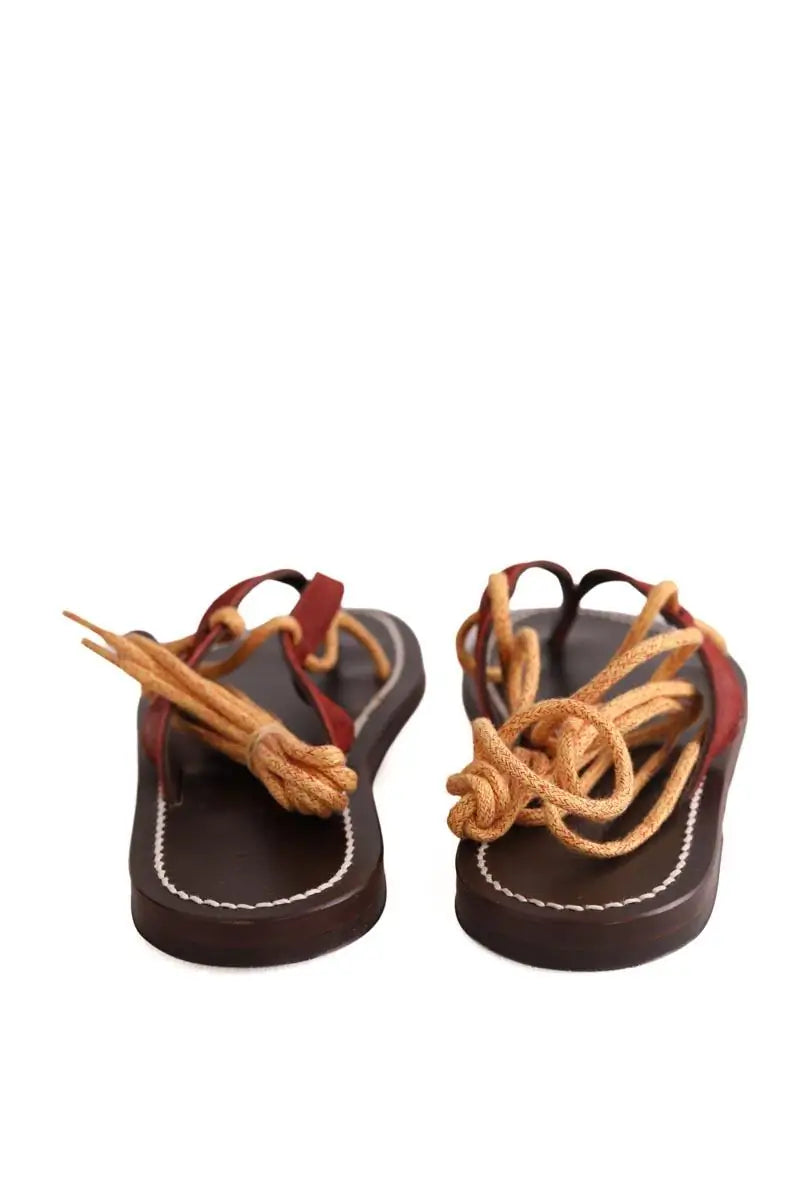 Sandales Balzac Amalfi embossé lézard Marron en Cuir