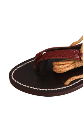 Sandales Balzac Amalfi embossé lézard Marron en Cuir