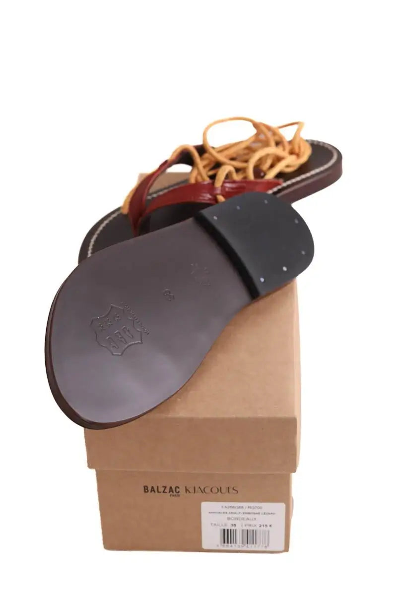 Sandales Balzac Amalfi embossé lézard Marron en Cuir