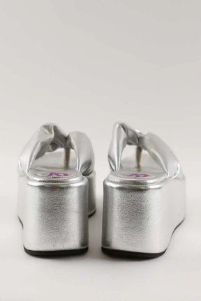 Sandales Bettina Vermillon Argent en Cuir