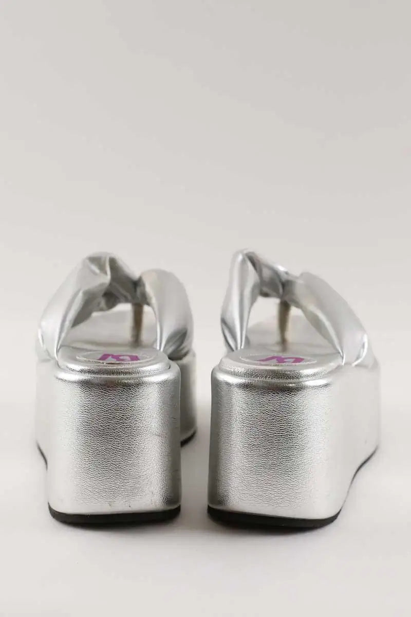 Sandales Bettina Vermillon Argent en Cuir
