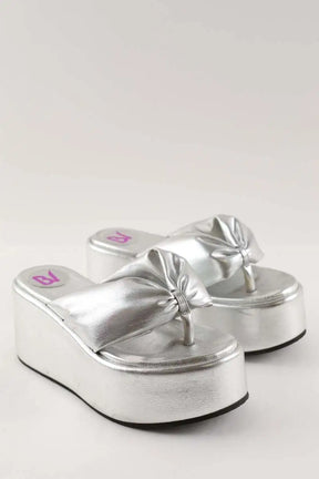 Sandales Bettina Vermillon Argent en Cuir