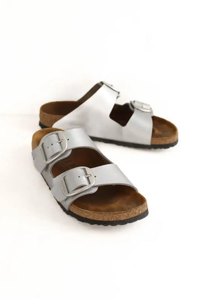 Sandales Birkenstock Argent en Cuir
