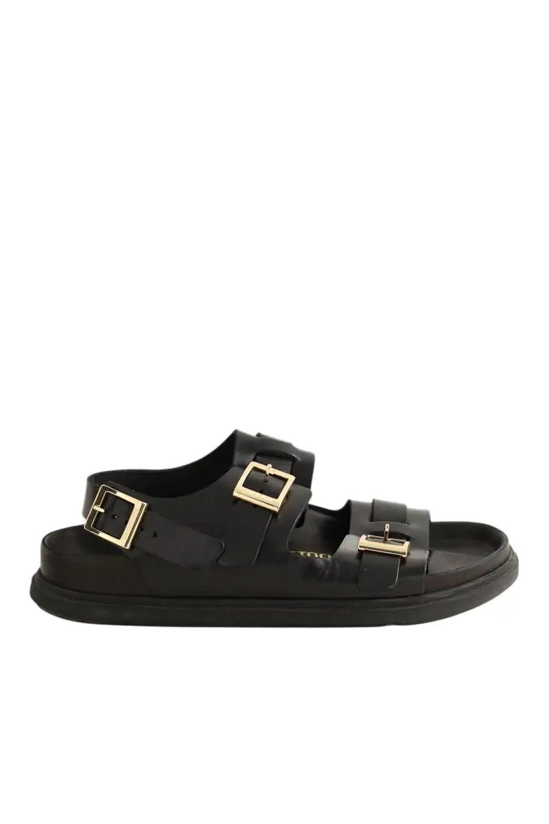 Sandales Birkenstock Noir en Cuir, taille 38 - Seconde Main
