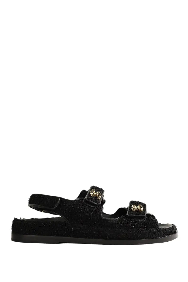 Sandales Chanel Noir en Tissu, taille 40 - Seconde Main