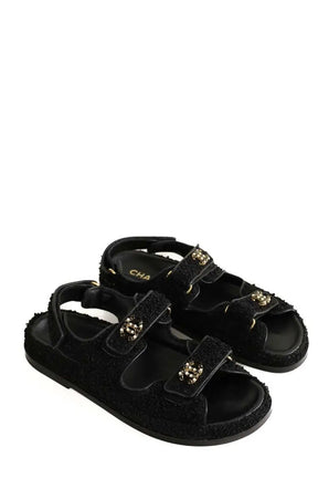 Sandales Chanel Noir en Tissu