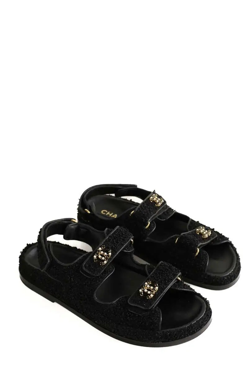 Sandales Chanel Noir en Tissu