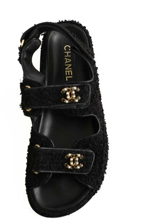 Sandales Chanel Noir en Tissu