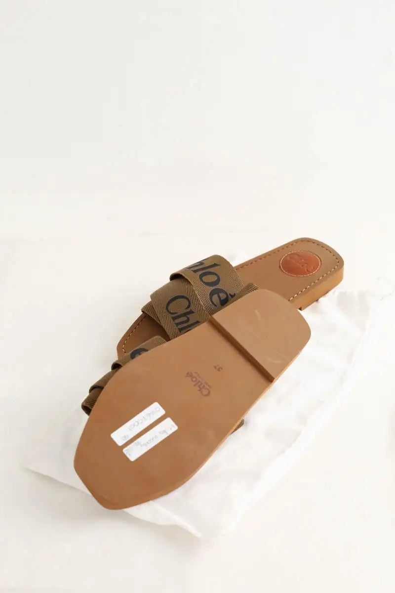 Sandales Chloé Woody Camel en Cuir
