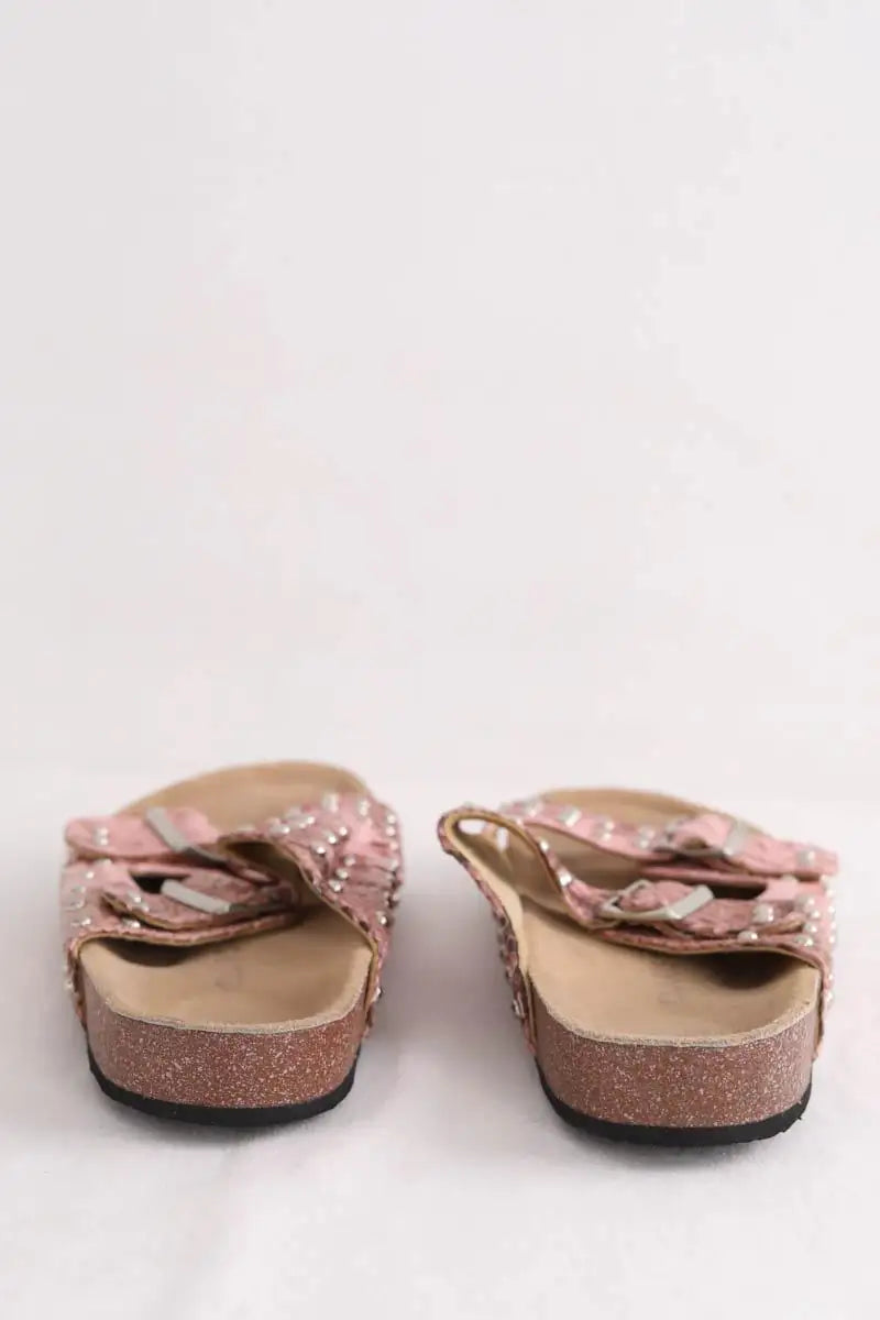 Sandales Claris Virot Rose en Cuirs exotiques
