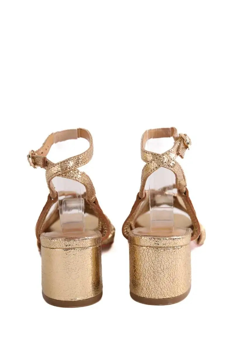 Sandales Des Petits Hauts Doré en Cuir de veau façon poney