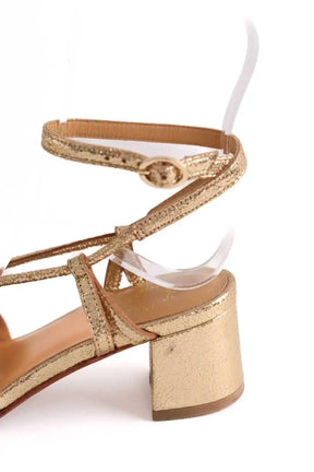 Sandales Des Petits Hauts Doré en Cuir de veau façon poney