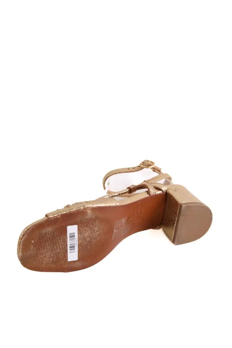 Sandales Des Petits Hauts Doré en Cuir de veau façon poney