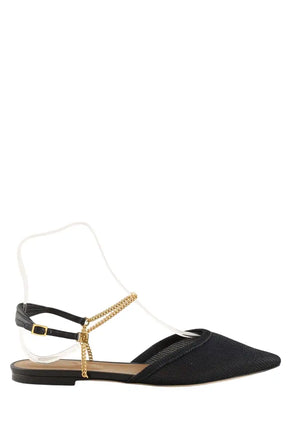 Sandales Fendi Slingback Flats Noir en Cuir, taille 42 - Seconde Main