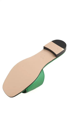 Sandales Gucci Mules à motif GG Vert en Cuir