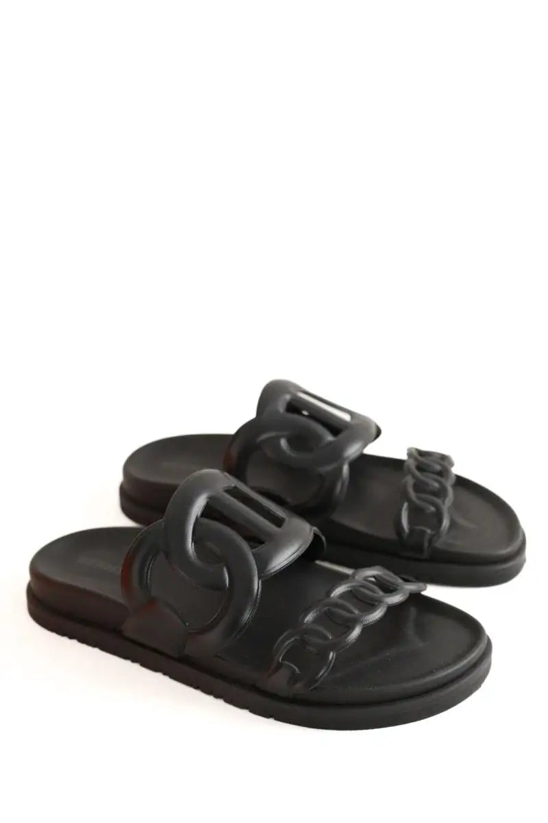 Sandales Hermès Extra Noir en Cuir