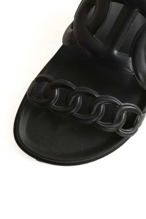 Sandales Hermès Extra Noir en Cuir
