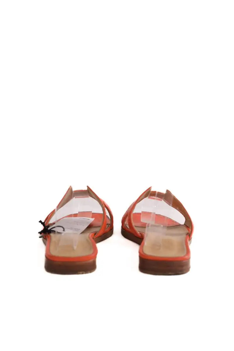 Sandales Hermès Oran Orange en Cuir