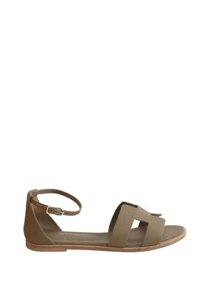 Sandales Hermès Santorini Kaki en Cuir, taille 41 - Seconde Main