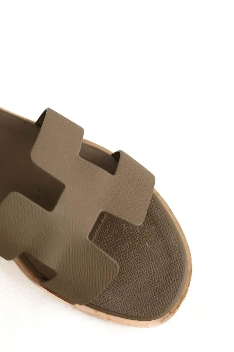 Sandales Hermès Santorini Kaki en Cuir