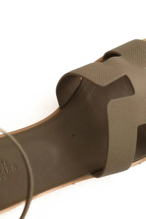 Sandales Hermès Santorini Kaki en Cuir