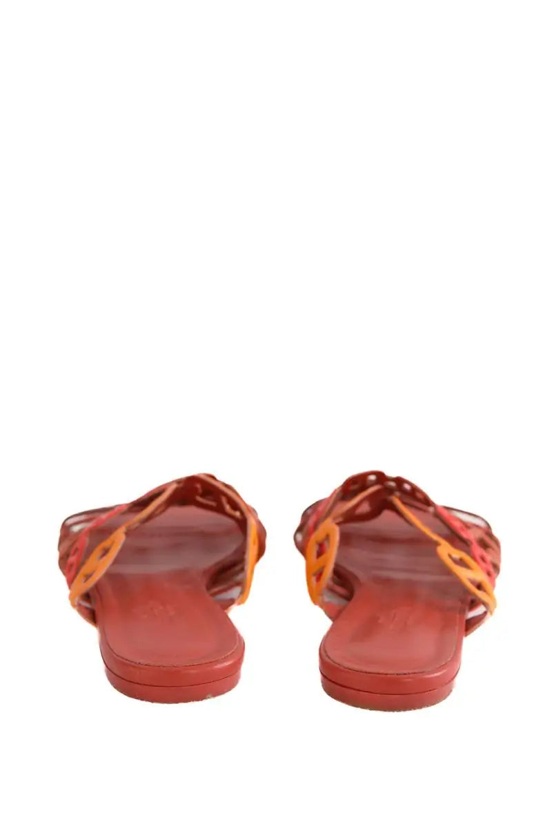 Sandales Hermès Thalassa Orange en Cuir