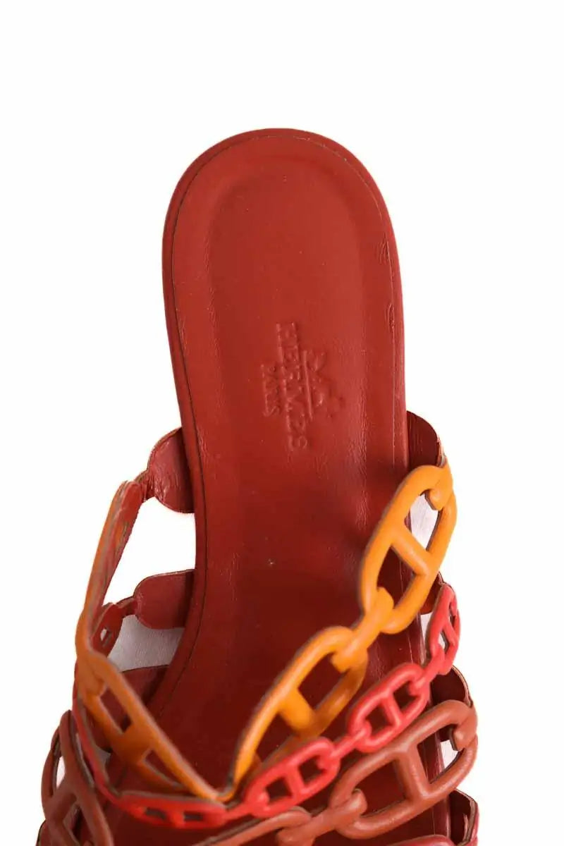 Sandales Hermès Thalassa Orange en Cuir