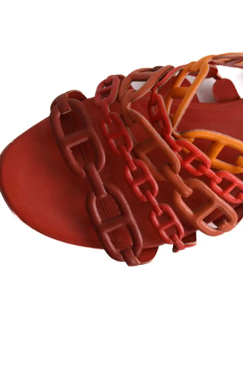 Sandales Hermès Thalassa Orange en Cuir