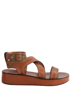 Sandales Isabel Marant Nuriee gladiator flatform Camel en Cuir, taille 39 - Seconde Main
