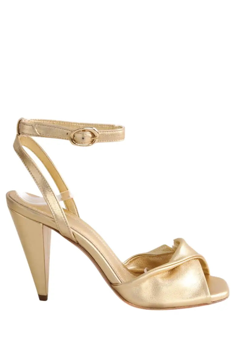Sandales Maje Doré en Cuir, taille 37 - Seconde Main