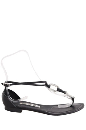 Sandales Manolo Blahnik Noir en Cuir, taille 37 - Seconde Main