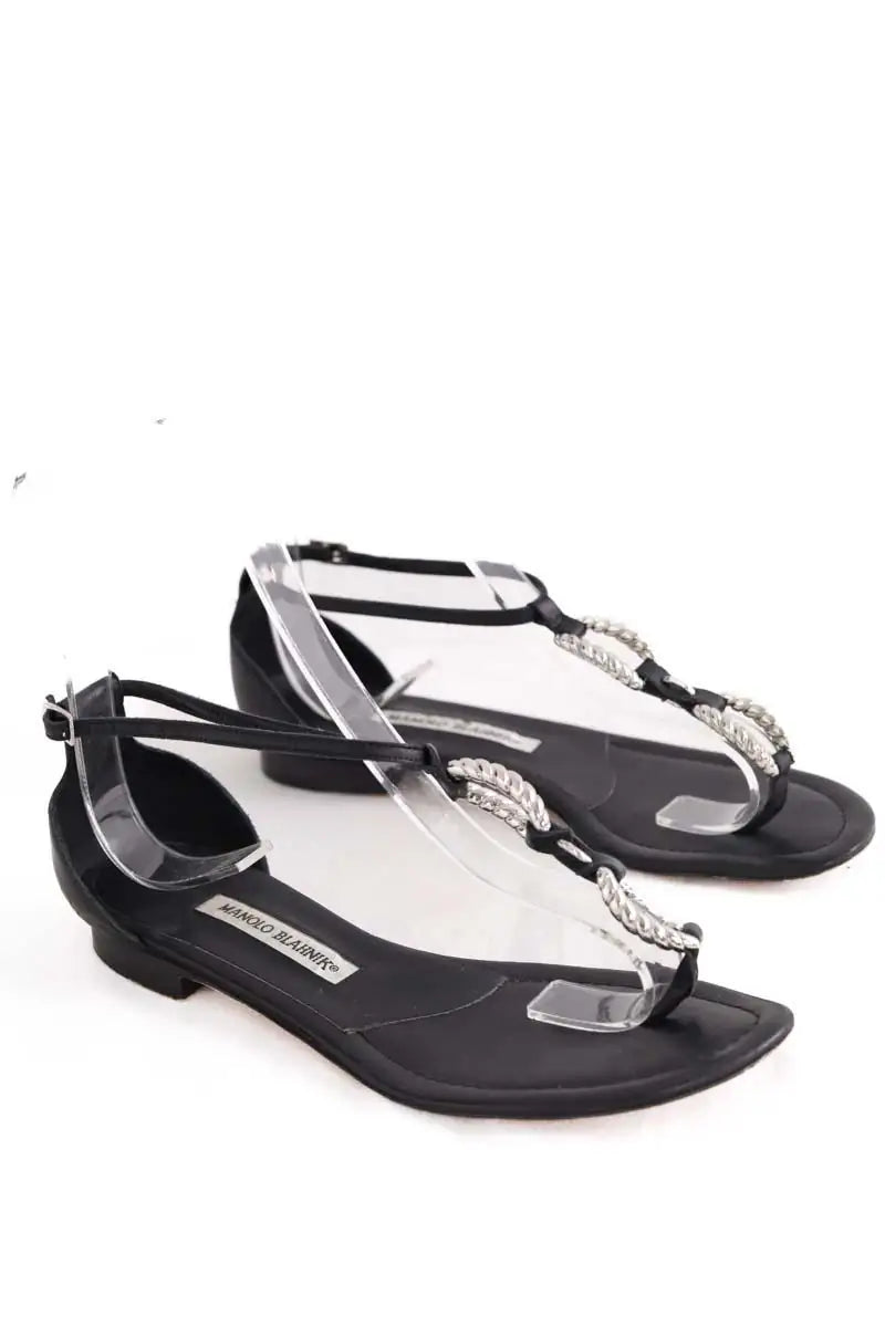 Sandales Manolo Blahnik Noir en Cuir