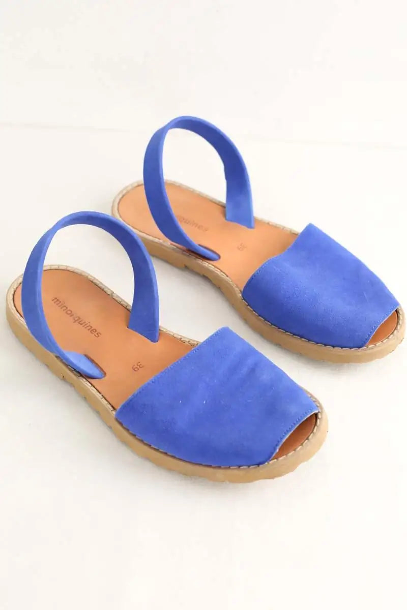 Sandales Minorquines Bleu en Daim