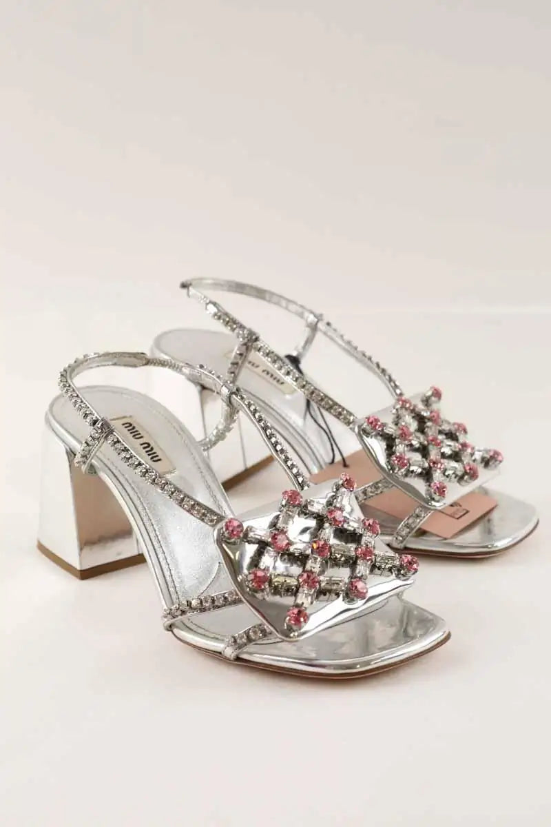 Sandales Miu Miu Argent en Cuir