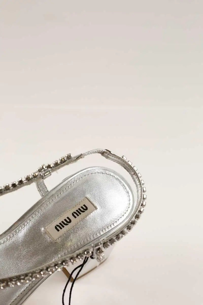 Sandales Miu Miu Argent en Cuir