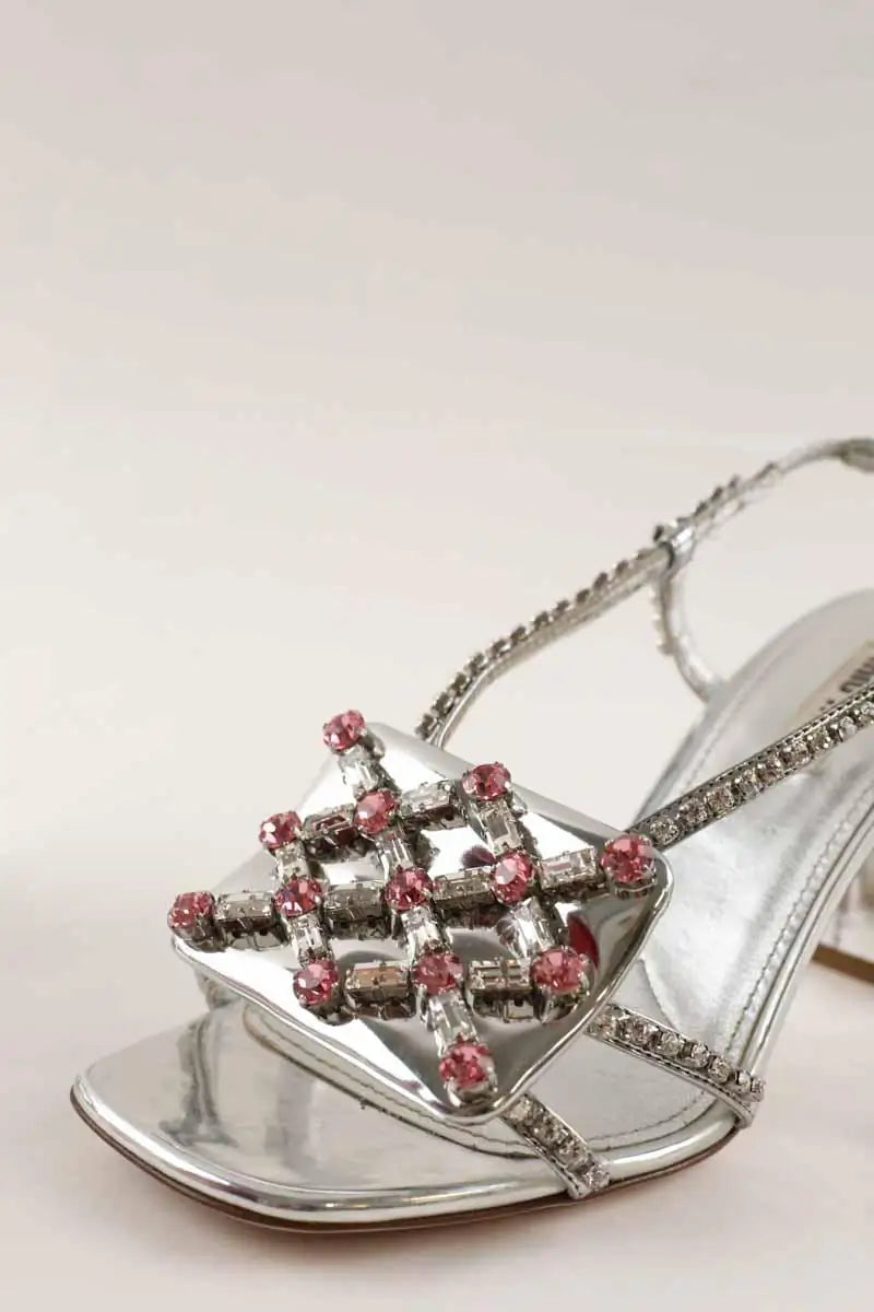 Sandales Miu Miu Argent en Cuir