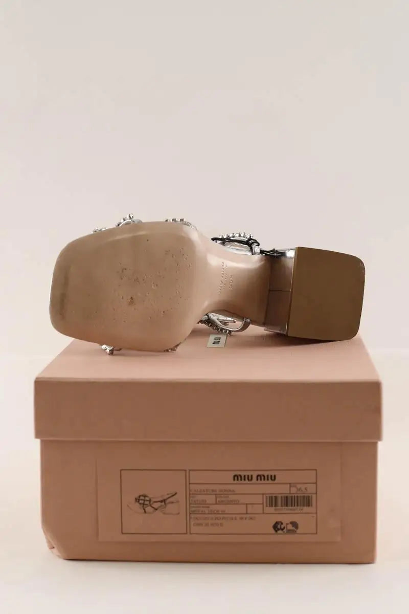 Sandales Miu Miu Argent en Cuir