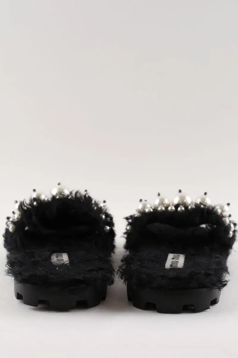 Sandales Miu Miu Noir en Fourrure